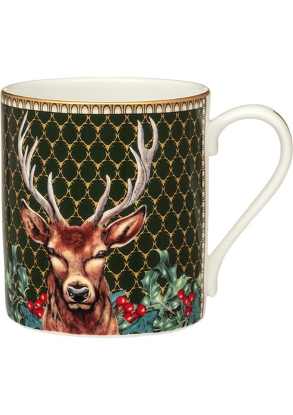 Gc Antler Trellis Green & Stag Desenli Porselen Kupa
