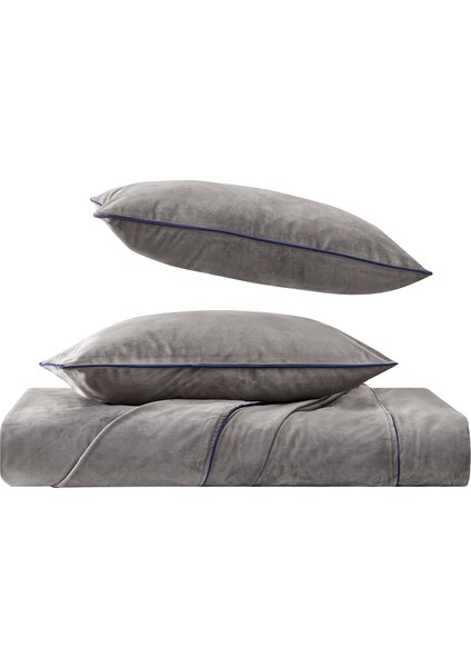 Kadife Gri Yatak Örtüsü