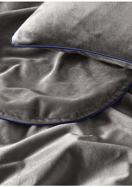 Kadife Gri Yatak Örtüsü modelleri