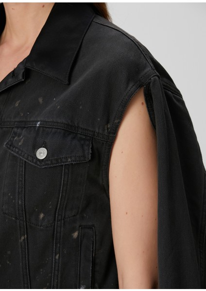 Siyah Kesim Detaylı Denim Ceket indirimleri