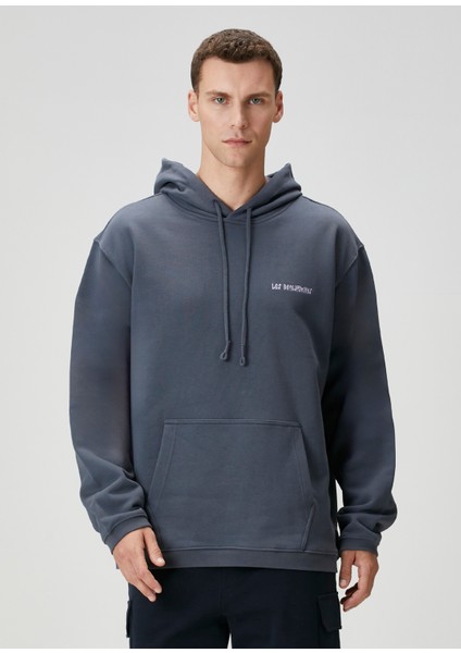 Mavi Kapüşonlu Sweatshirt