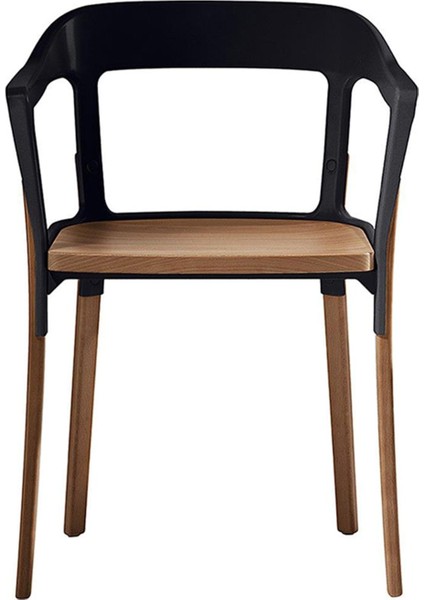 Steelwood Natural Black Ahşap Kollu Yemek Odası Sandalyesi