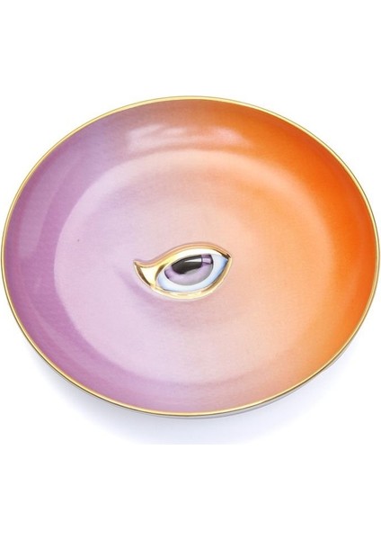 Lito Turuncu Mor Göz Detaylı Porselen Servis Tabağ