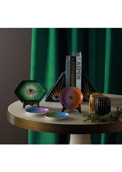 Lito Turuncu Mor Göz Detaylı Porselen Servis Tabağ fiyatları