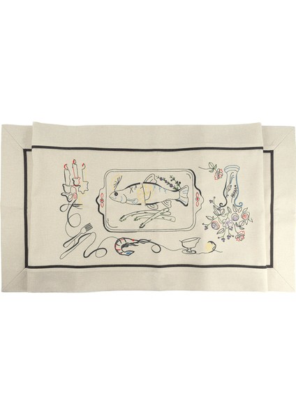 Poseidon Bej Nakışlı Runner 50X170 cm