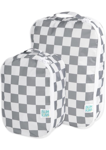 Charcoal Check 2'li Çanta Düzenleyici Seti