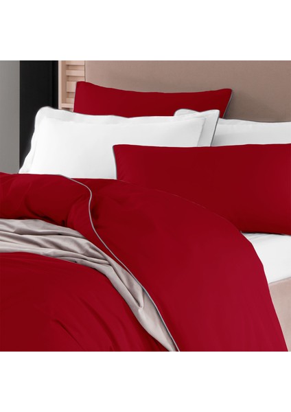 Gri Biyeli Kırmızı Yastık Kılıfı 50X70 cm fiyatları