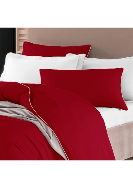 Bej Biyeli Kırmızı Yastık Kılıfı 50X70 cm fiyatları