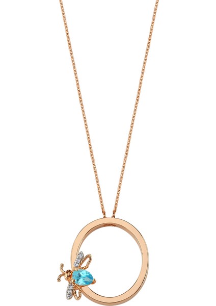 Letters O Maviz Topaz Pırlanta Kadın Altın Kolye fiyatları