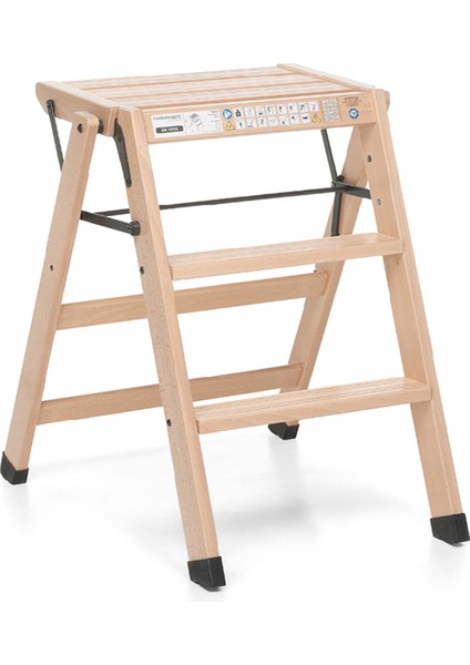 Tıalzo Ahşap Doğal Renk Merdiven Katlanabilir Tabure