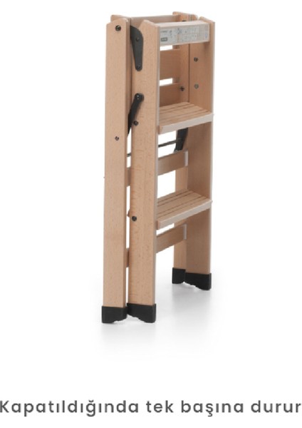 Tıalzo Ahşap Doğal Renk Merdiven Katlanabilir Tabure modelleri