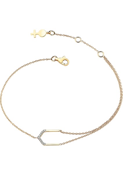 Four Centered Arch Pırlantalı Kadın Altın Bilezik