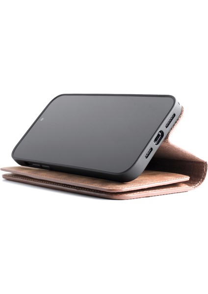 Multi Wallet iPhone 16 Pro Max Camel Deri Telefon Kılıfı modelleri