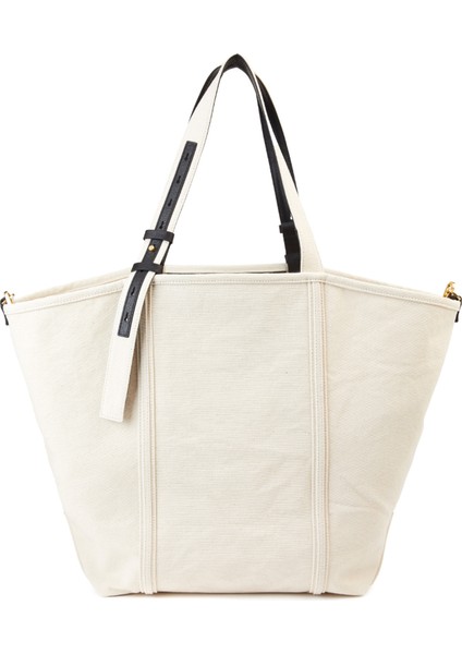 Ekru Logo Baskılı Kadın Alışveriş Çantası fırsatları