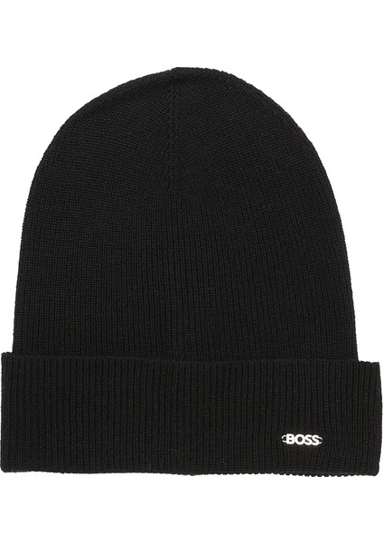 Siyah Logo Detaylı Kadın Yün Atkı Bere Seti modelleri