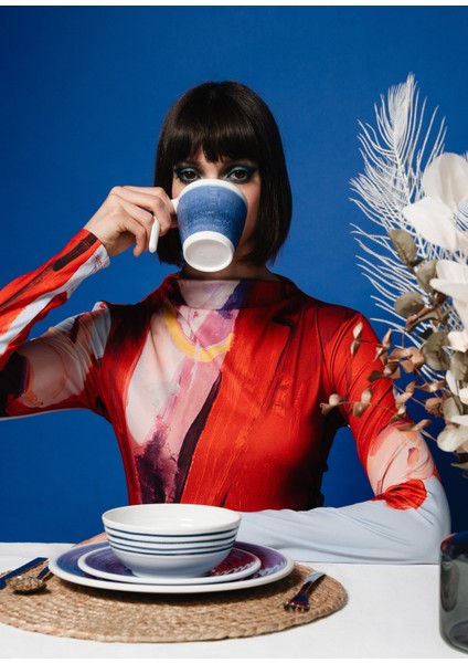 Azure Lacivert 12 Parça Melamin Tabak Seti