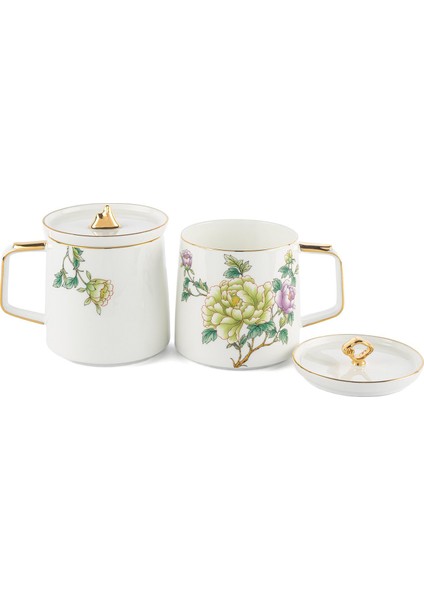 Glory Porselen Kapaklı 2'li Kupa Seti