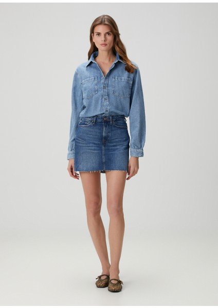 Mavi Mini Denim Elbise modelleri