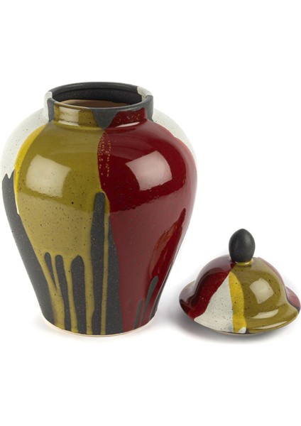 Yeşil Bordo Küp Kapaklı Vazo 23 x 36 cm fiyatları