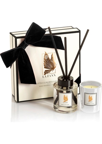 Rose & Vanilla Çubuklu Oda Kokusu 100 ml ve Kokulu Mum 70 G Mini Lüksler Ev Hediye Seti