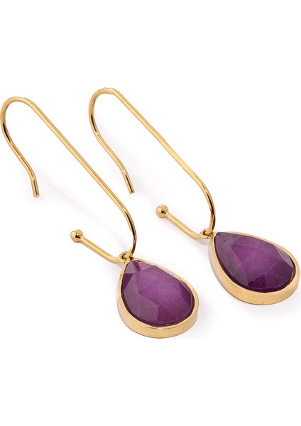 Yuna Gold Mor Doğal Taşlı Altın Kaplama Çelik Kadın Küpe fiyatları