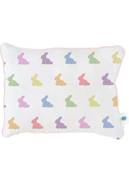 %100 Pamuk Rainbow Lapin Pink Müslin Bebek Yastığı 45 x 35 cm