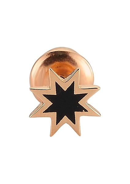 Venüs Star Tek Siyah Pırlanta Altın Küpe