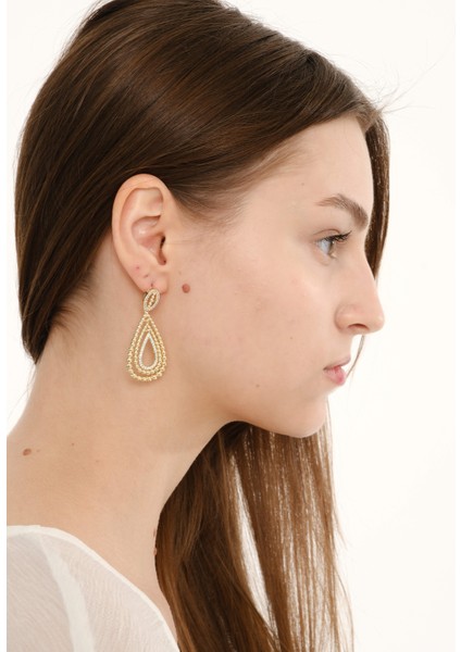 Adonis Zirkon Taşlı Altın Kaplama Kadın Pirinç Küpe modelleri