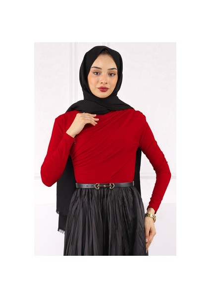 Kırmızı Balıkçı Yaka Drapeli Sandy Bluz indirimleri