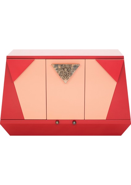 Credenza Ejder Kırmızı Somon Dolaplı Konsol
