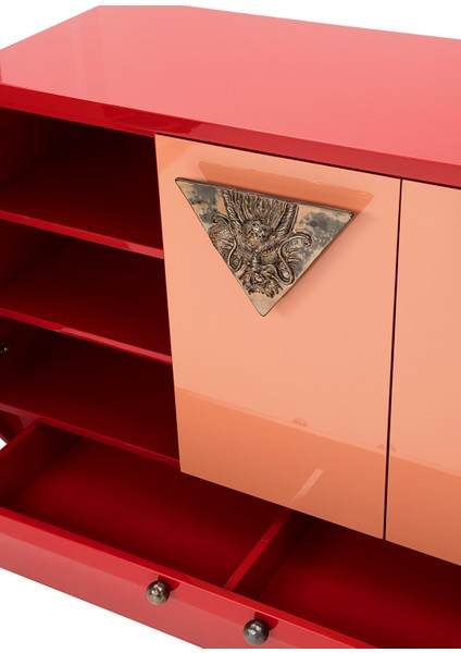 Credenza Ejder Kırmızı Somon Dolaplı Konsol fırsatları