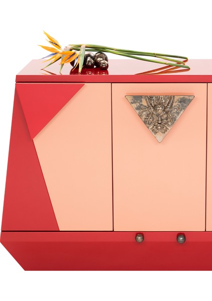 Credenza Ejder Kırmızı Somon Dolaplı Konsol indirimleri
