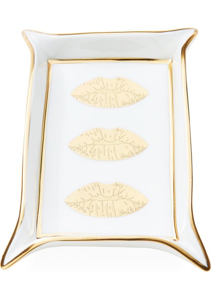 Lips Valet Beyaz Seramik Dekoratif Tabak