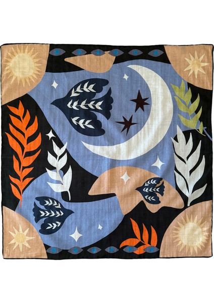 In The Eye Of The Moon Renkli Pamuklu Kadın Fular