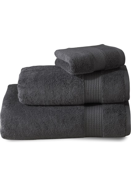 Sicilia Antrasit Pamuklu 3'lü Havlu Seti