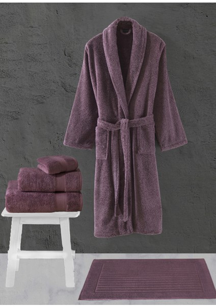 Sicilia Mürdüm Pamuklu 5'li Havlu Bornoz Seti fiyatları