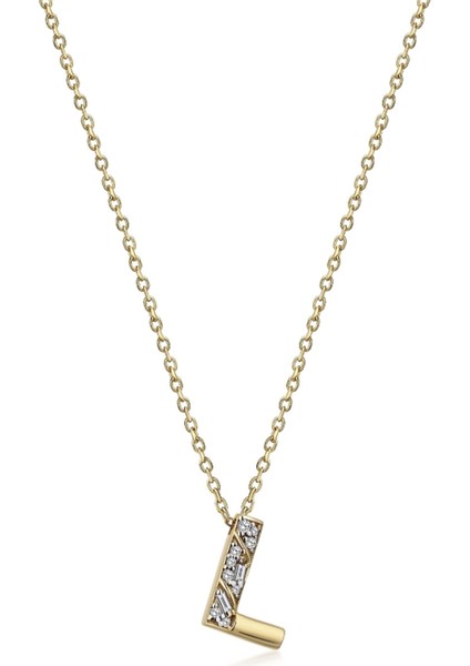 Timeless Initials L Harfli Pırlanta Taşlı 14 Ayar Altın Kadın Kolye