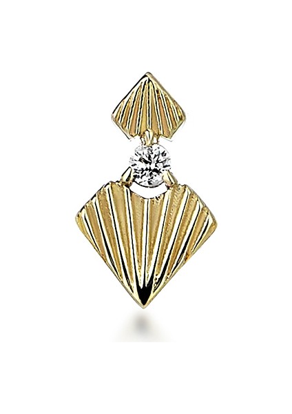 Heart Duo Mini Pırlanta Taşlı 14 Ayar Altın Tek Kadın Küpe fiyatları