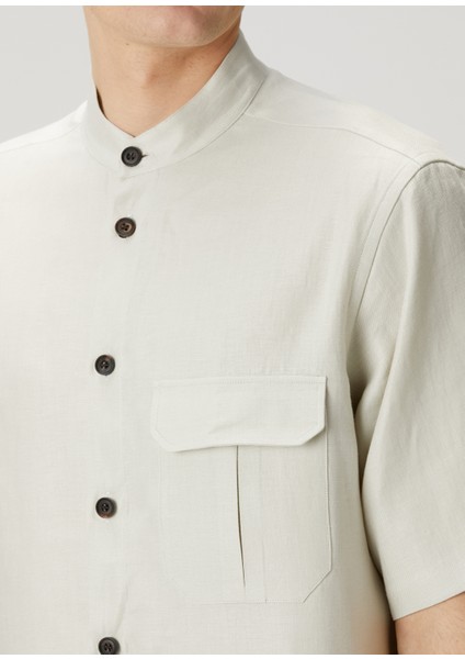 Beyaz Kısa Kollu Keten Gömlek indirimleri