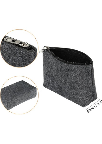 1 Adet Taşınabilir Keçe Kurşun Kalem Kılıfı Büyük Kapasite Kozmetik Çanta Kalem Çantası Okul Ofis Malzemeleri Kırtasiye Depolama Alanı Fermuar Porçesi: Koyu Gri (Yurt Dışından)