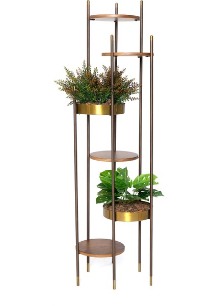 Kahverengi Gold Kule Saksılı Çiçeklik