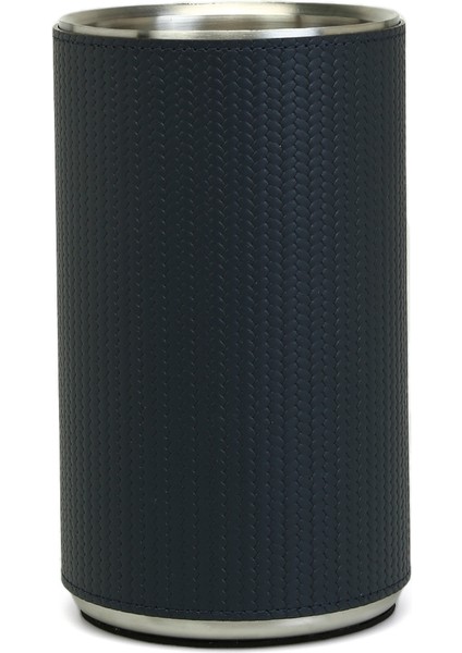 Lacivert Silindir Formlu Deri Şişe Soğutucusu