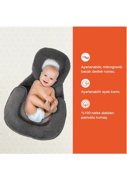Homy Charcoal Gri Taşınabilir Yenidoğan Bebek Yatağı