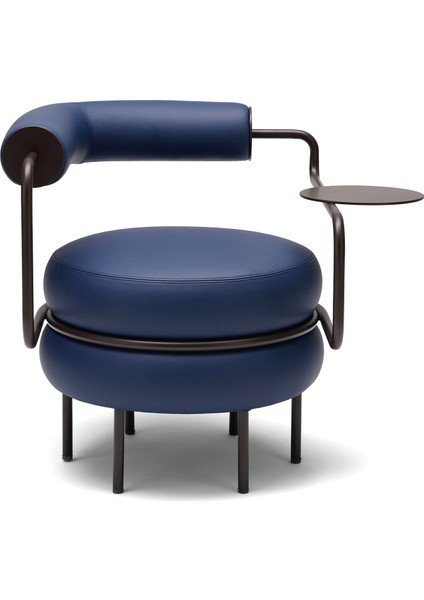 Macaron Lacivert Deri Tekli Koltuk