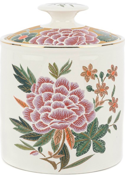 Lienna Beyaz Desenli Porselen Kavanoz