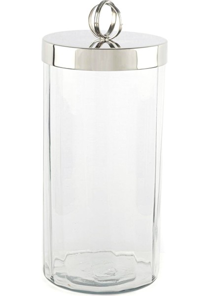 Gümüş Kapaklı Cam Kavanoz 26 cm