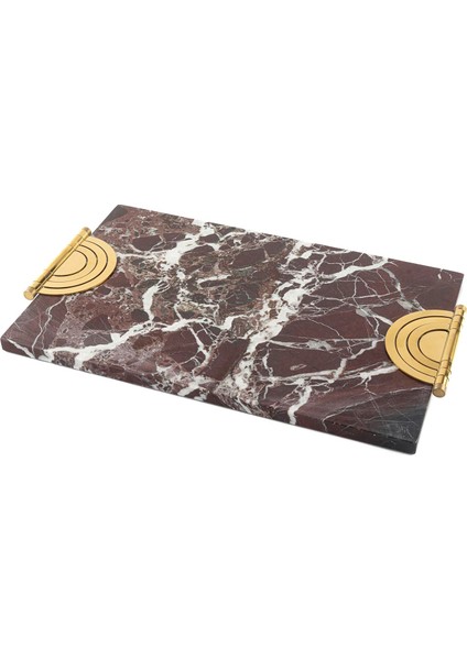 Gold Detaylı Bordo Mermer Tepsi 45X22X2 cm fiyatları