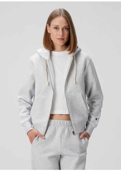 Gri Kapüşonlu Sweatshirt