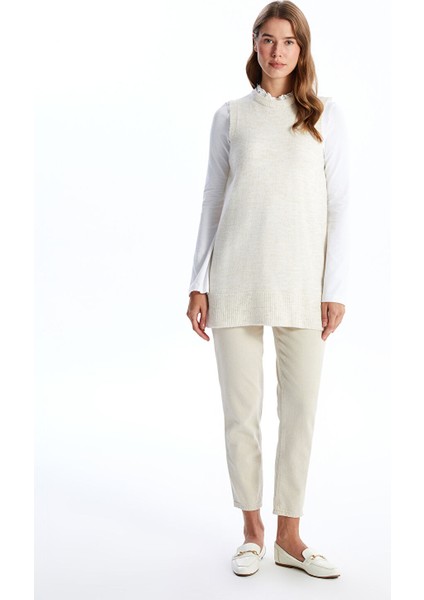 Yeni Sezon Kadın Fırfırlı Dik Yaka Düz Triko Süveter fiyatları