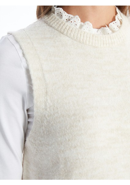 Yeni Sezon Kadın Fırfırlı Dik Yaka Düz Triko Süveter modelleri